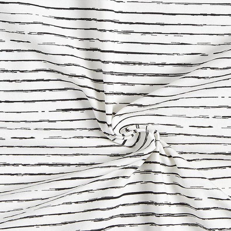 Bavlněný žerzej Klikaté proužky – vlněná bílá,  image number 3
