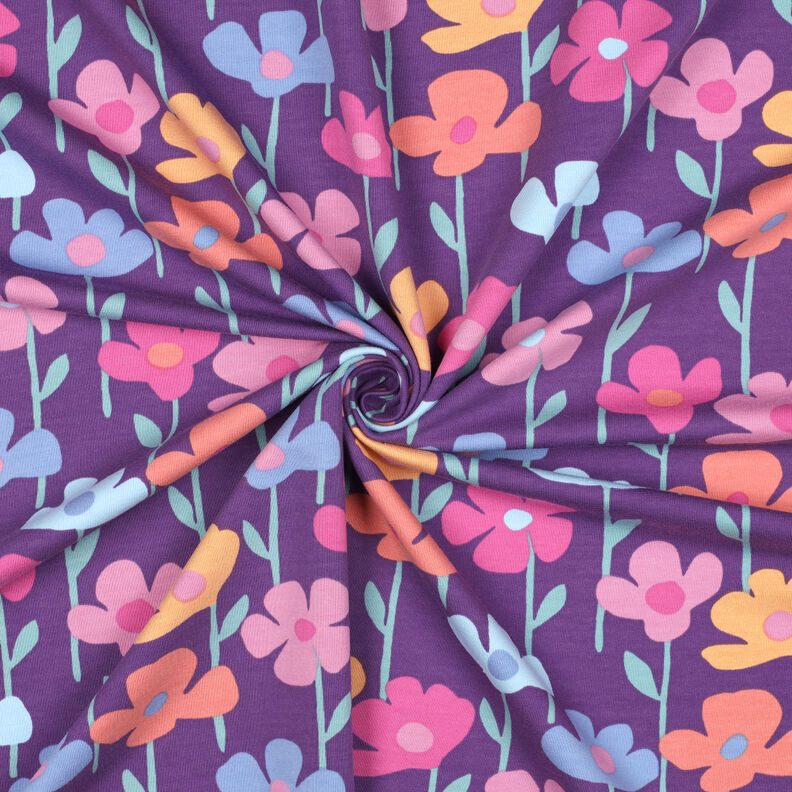 Francouzské froté letní teplákovina Barevné květiny | Poppy Fabrics – červenofialková,  image number 3