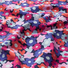 Bavlněný žerzej barevné květiny | Poppy Fabrics – noční modrá, 
