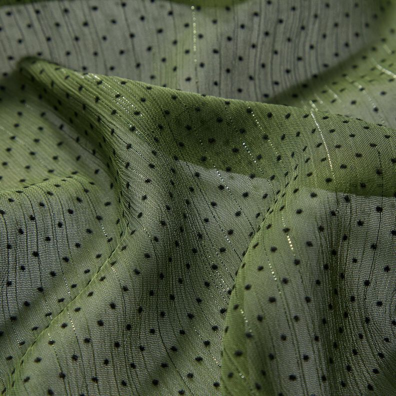 Třpitivý šifon proužky a tečky – khaki,  image number 2