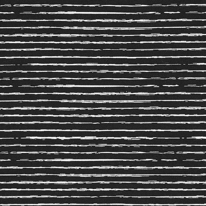 Bavlněný žerzej Klikaté proužky – černá,  image number 1