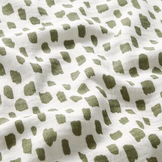 Mušelín / dvojitá mačkaná tkanina skvrnité káro – bílá/zelená, 