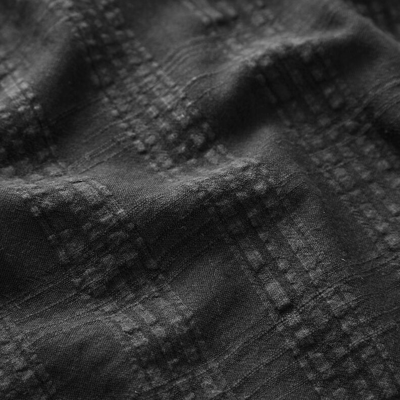 Směs bavlny a viskózy seersucker – černá, image number 2