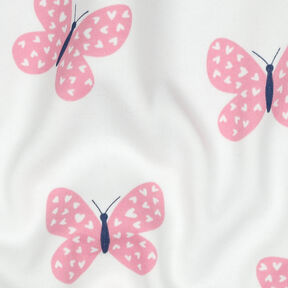Teplákovina počesaná Velcí motýli | Poppy Fabrics – slonová kost/růžová, 