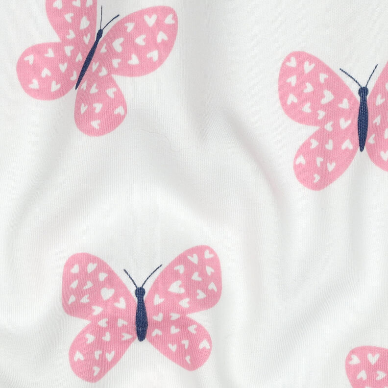 Teplákovina počesaná Velcí motýli | Poppy Fabrics – slonová kost/růžová,  image number 2