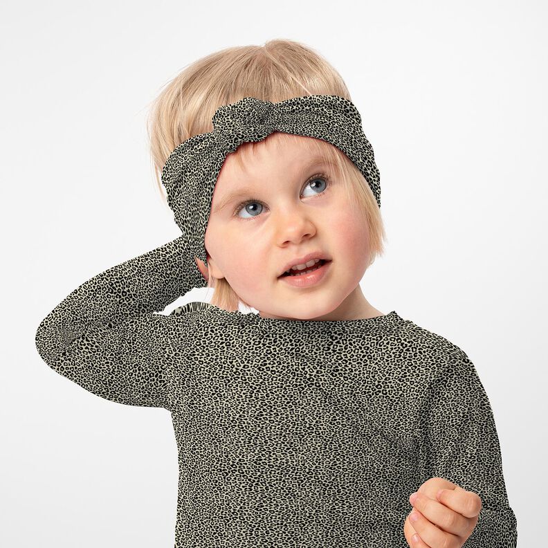 Bavlněný žerzej mini leopardí potisk – šedobéžová/černá,  image number 6