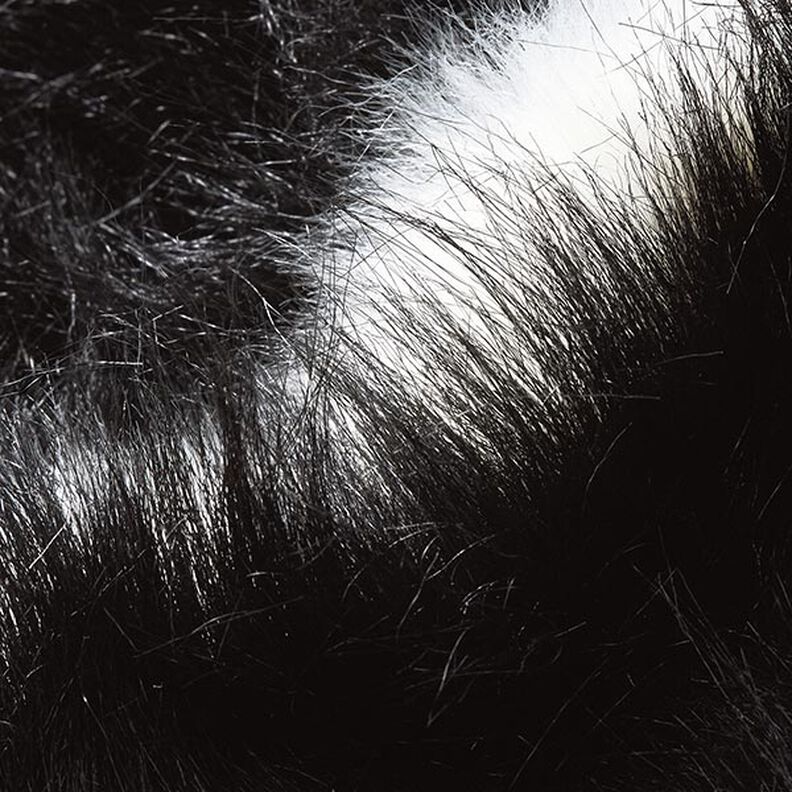 Umělá kožešina Vodorovné pruhy – černá/vlněná bílá,  image number 2