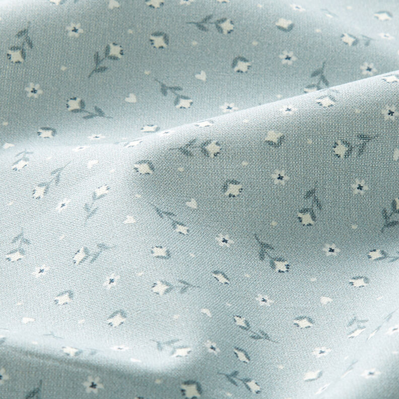 Bavlněná látka Popelín Malé kytičky – holubí modrá,  image number 2