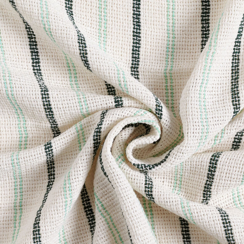 Bavlněná tkanina s mřížkovou strukturou a svislými pruhy – bílá/máta peprná,  image number 3