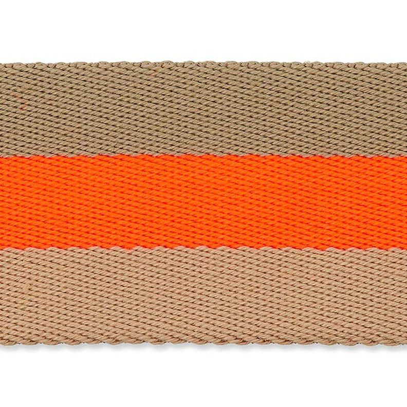 Popruh na tašku či kabelku neonový [ 40 mm ] – zářivě oranžová/béžová,  image number 1