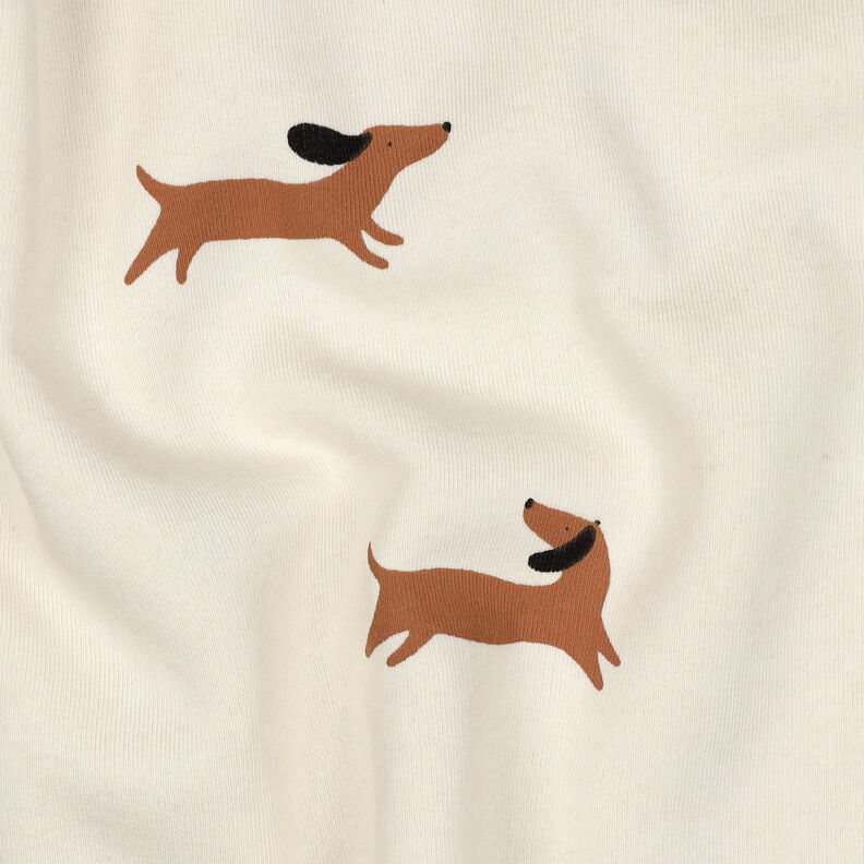 Teplákovina počesaná Šťastní jezevčíci | Poppy Fabrics – slonová kost, image number 2