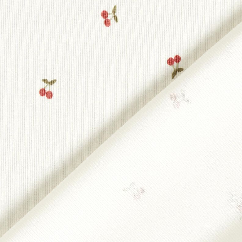 Žebrovaný žerzej Malé třešně – vlněná bílá,  image number 4