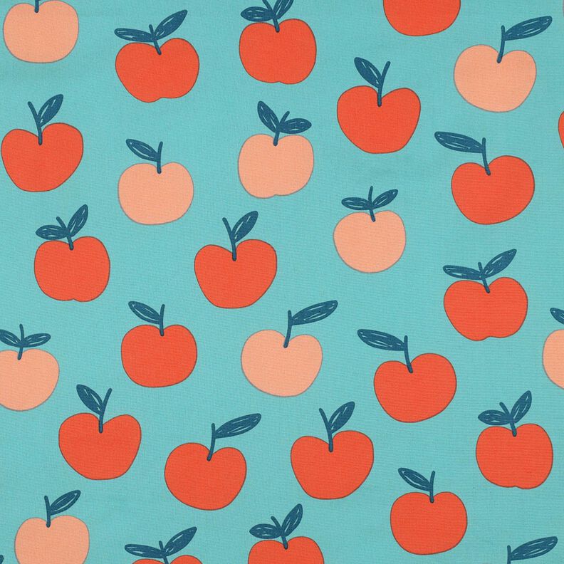 Bavlněný popelín Velká jablka | Poppy Fabrics – modrá aqua/lososová,  image number 1