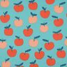 Bavlněný popelín Velká jablka | Poppy Fabrics – modrá aqua/lososová,  thumbnail number 1