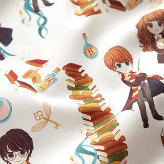 Bavlněný popelín, licenční látka, Harry Potter svazek knih | Warner Bros. – bílá, 