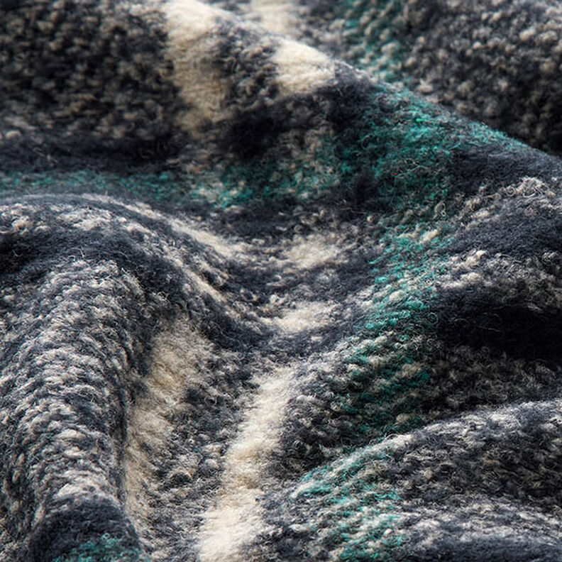 Kabátová pletenina směs vlny velká kostka – noční modrá,  image number 2