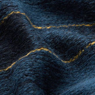Vlněná kabátovina mix kostek – noční modrá/hořčicove žlutá, 
