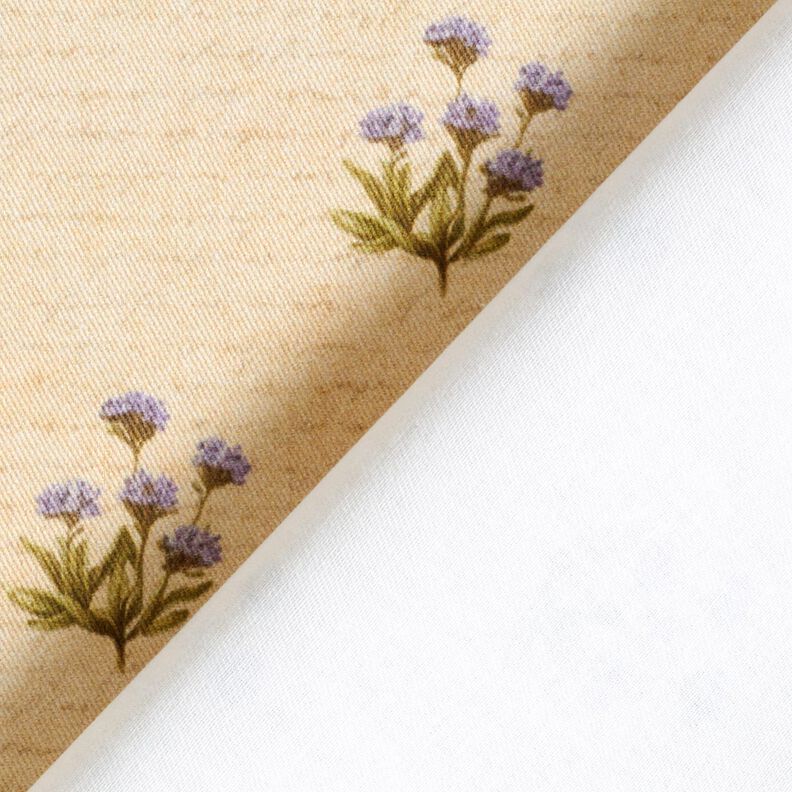Dekorační látka Bavlněný kepr Květiny a psaní  – béžová,  image number 4