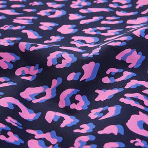Povrstvená bavlna Abstraktní Leopardí vzor | Poppy Fabrics – noční modrá/pink, 