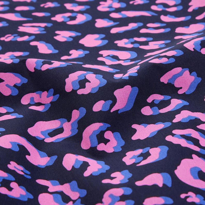 Povrstvená bavlna Abstraktní Leopardí vzor | Poppy Fabrics – noční modrá/pink, image number 2