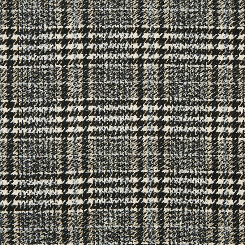 Kabátová tkanina Glenček – vlněná bílá/černá,  image number 1