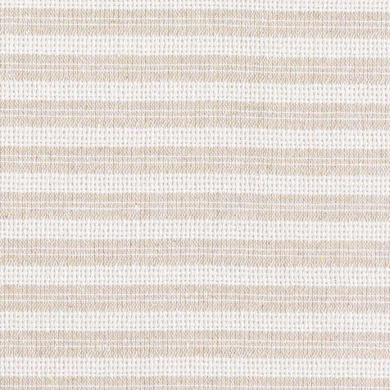 Bavlněná tkanina s horizontálními pruhy – béžová/bílá,  image number 1