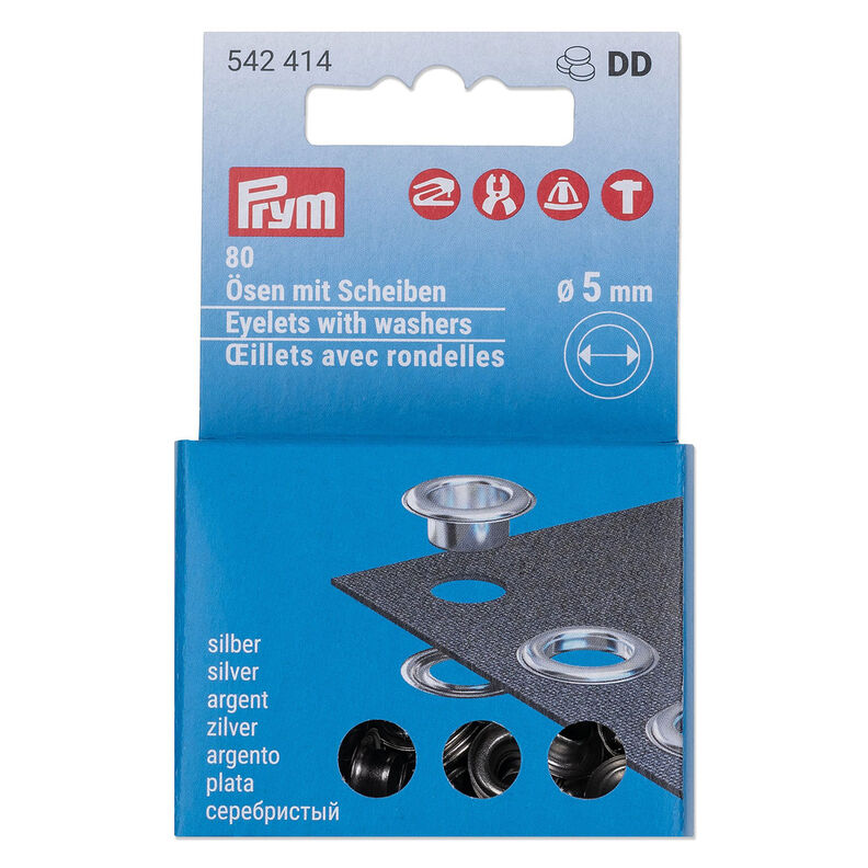 Očka s podložkami doplňovací sada [80 kusů | Ø 5 mm] | Prym  – stříbrná metalická,  image number 1