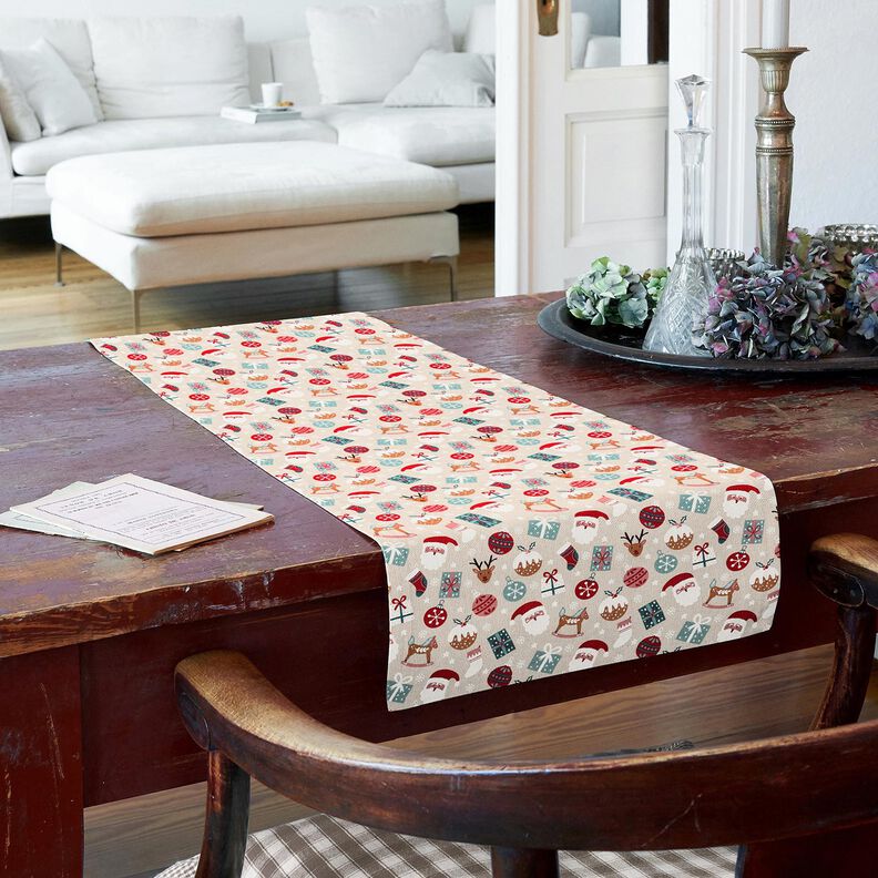 Dekorační látka Plátno Roztomilé vánoční motivy – přírodni/eukalyptová,  image number 7