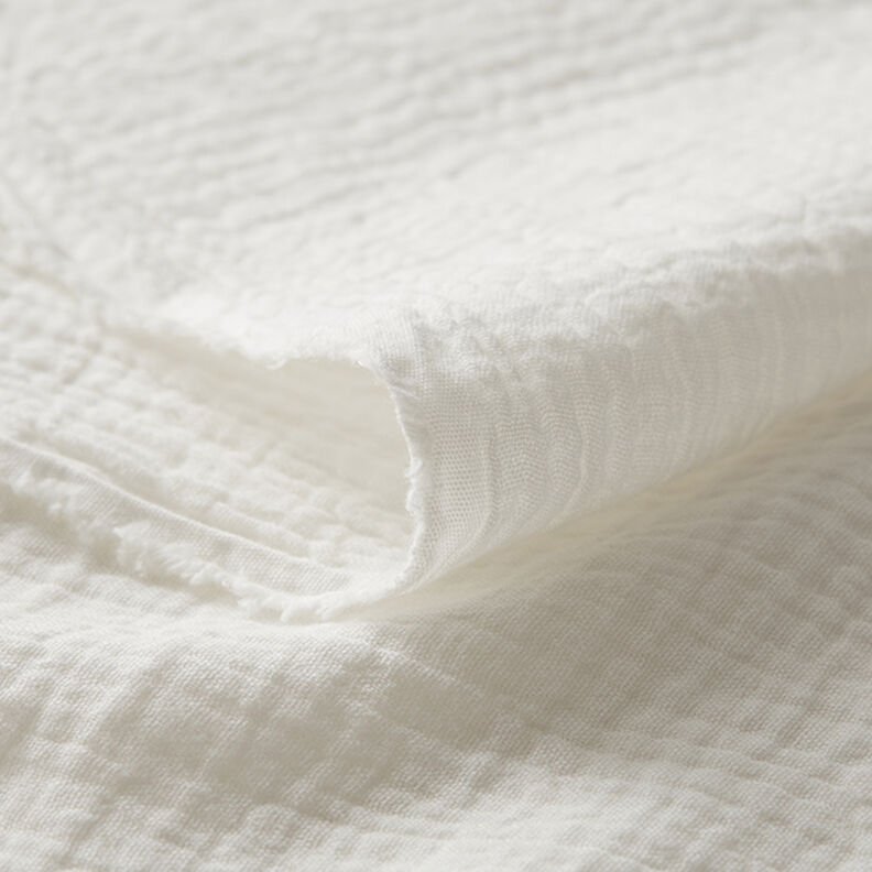 Mušelín / dvojitá mačkaná tkanina – vlněná bílá,  image number 5