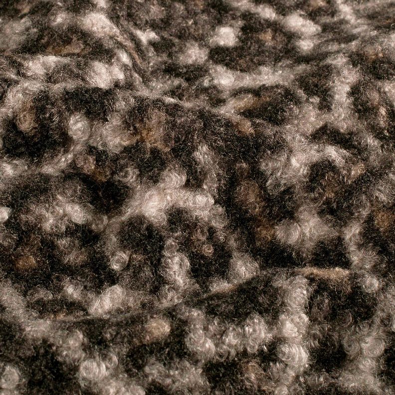 Pletený buklé leopardí vzor – černá/srnčí hnědá, image number 2