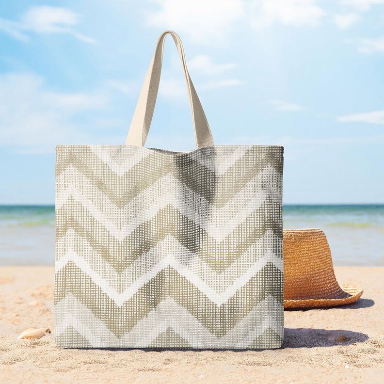 Dekorační látka Polopanama Chevron – přírodni/pískove hnědá, image number 8
