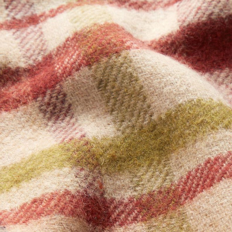Oboustranná kabátovina káro – béžová/hnědá, image number 3