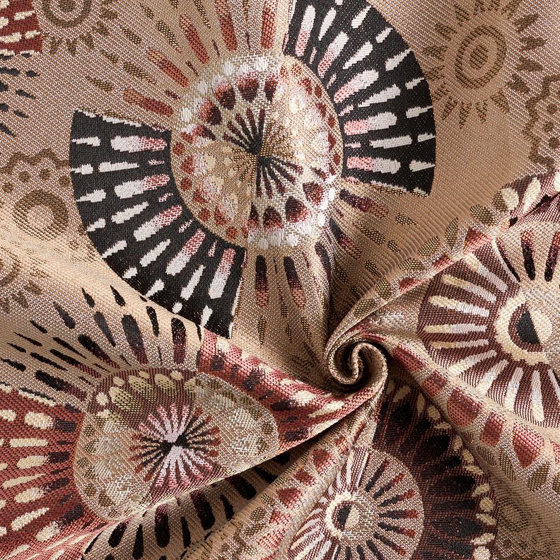 Dekorační látka Žakár Elegantní mandala – tmavá taupe/burgundská červená,  image number 3