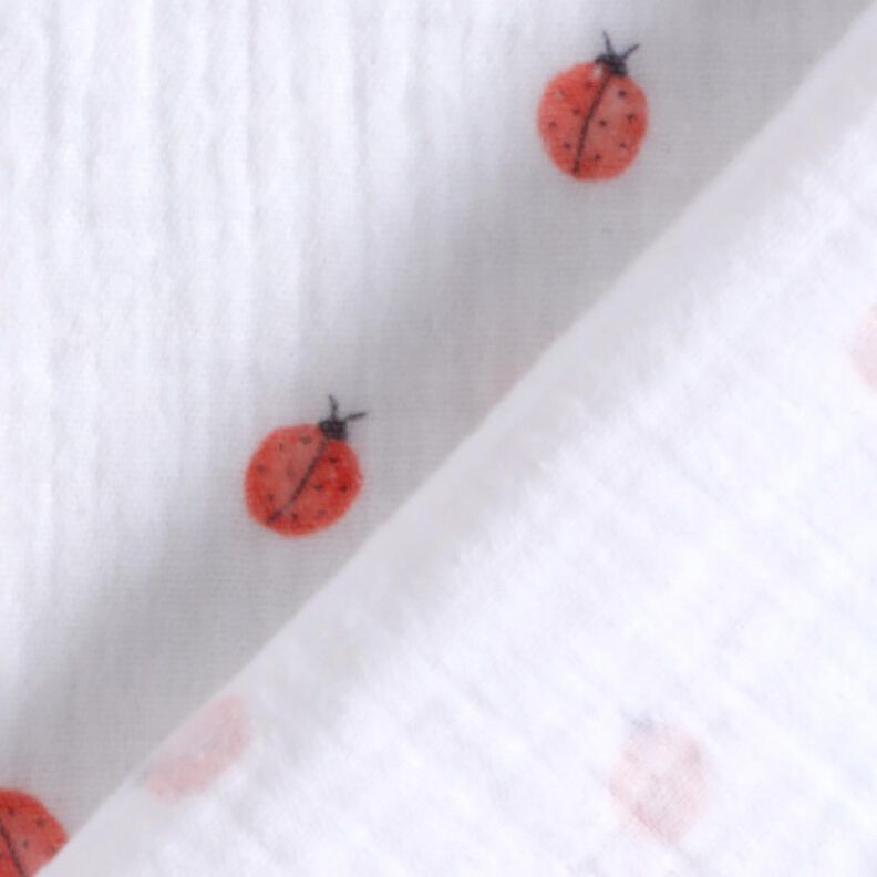 Mušelín / dvojitá mačkaná tkanina Beruška digitální potisk | Poppy Fabrics – bílá,  image number 4
