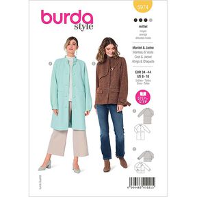 bunda/kabát s raglánovými rukávy a stojáčkem | Burda 5974 | 34-44, 