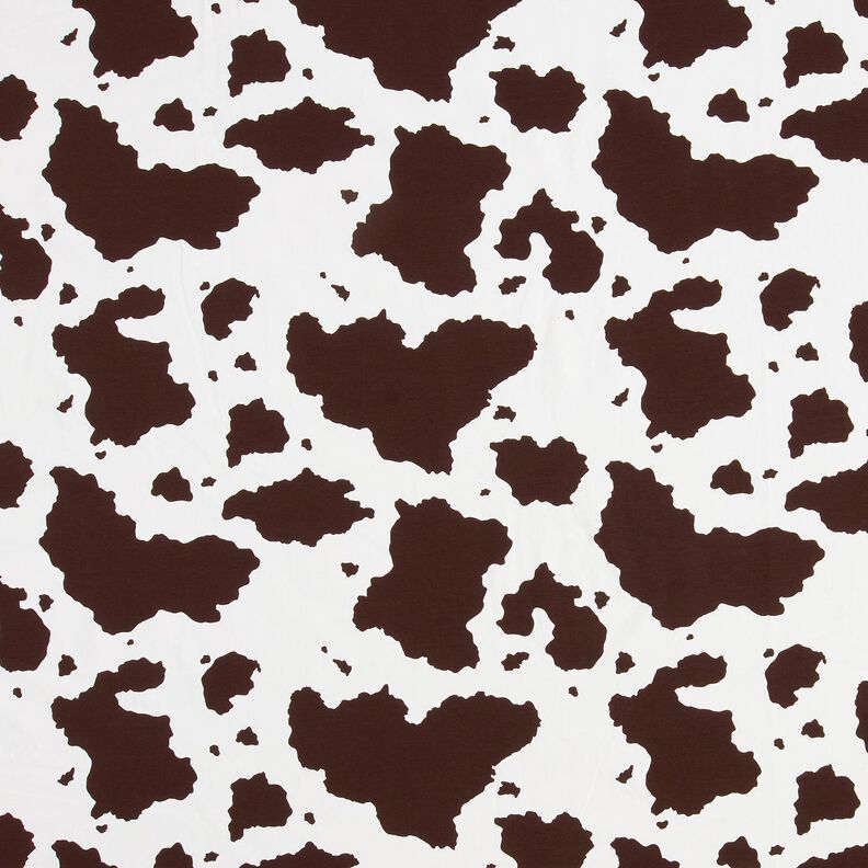 Bavlněný žerzej s kravskými skvrnami – vlněná bílá/hnědá,  image number 1