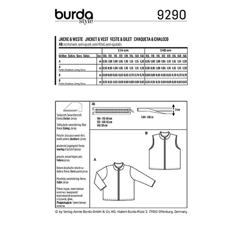 Bunda, Burda 9290 | 104-146,  image number 9
