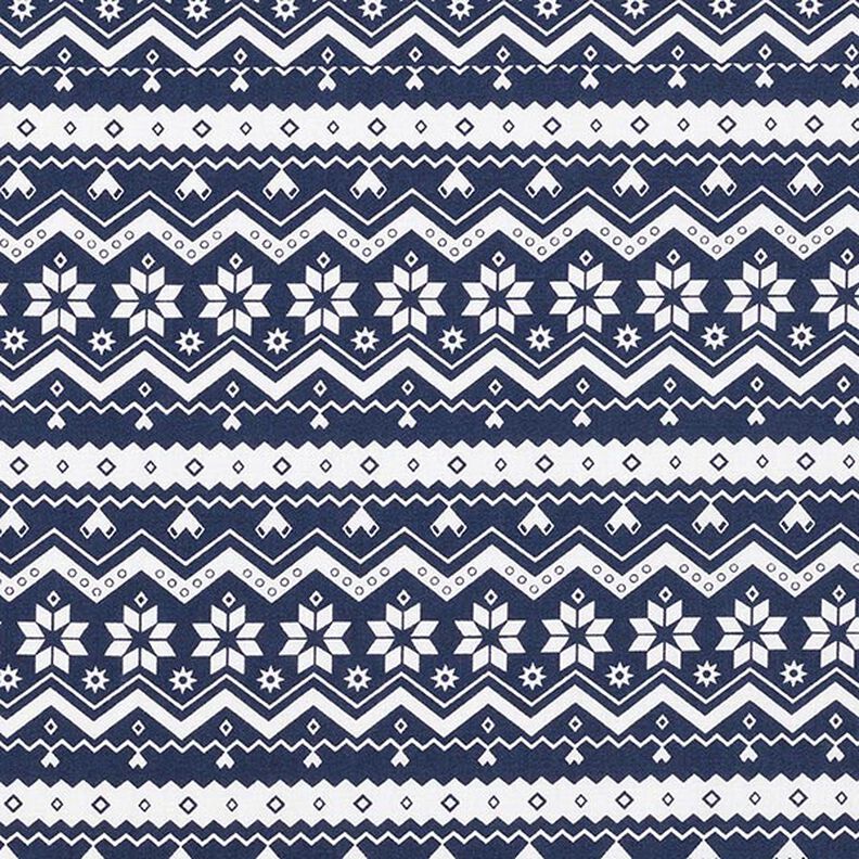 Bavlněná látka Popelín Norský vzor – noční modrá,  image number 1