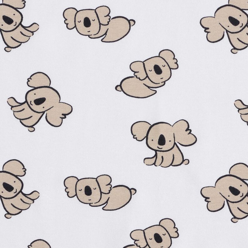 GOTS Bavlněný žerzej Koala | Poppy Fabrics – bílá/mandlová,  image number 1
