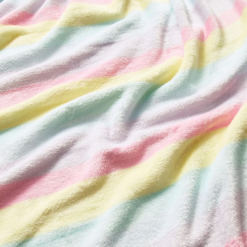 Hebký fleece Pastelové duhové pruhy – světle žlutá/růžová, image number 2