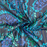 Šifon se saténovými třpytivými pruhy paisley květiny – tyrkysová/černá,  thumbnail number 4