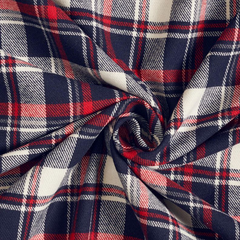 Bavlněný flanel Kostka – černomodrá/karmínově červená, image number 3
