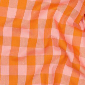 Bavlněný popelín Károvaná | Poppy Fabrics – růžová/broskvově oranžová, 