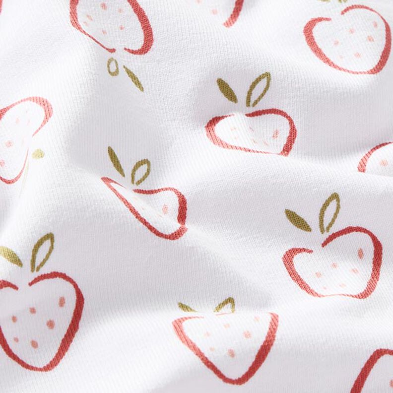Bavlněný žerzej Stylizované jahody – bílá/růžová,  image number 2