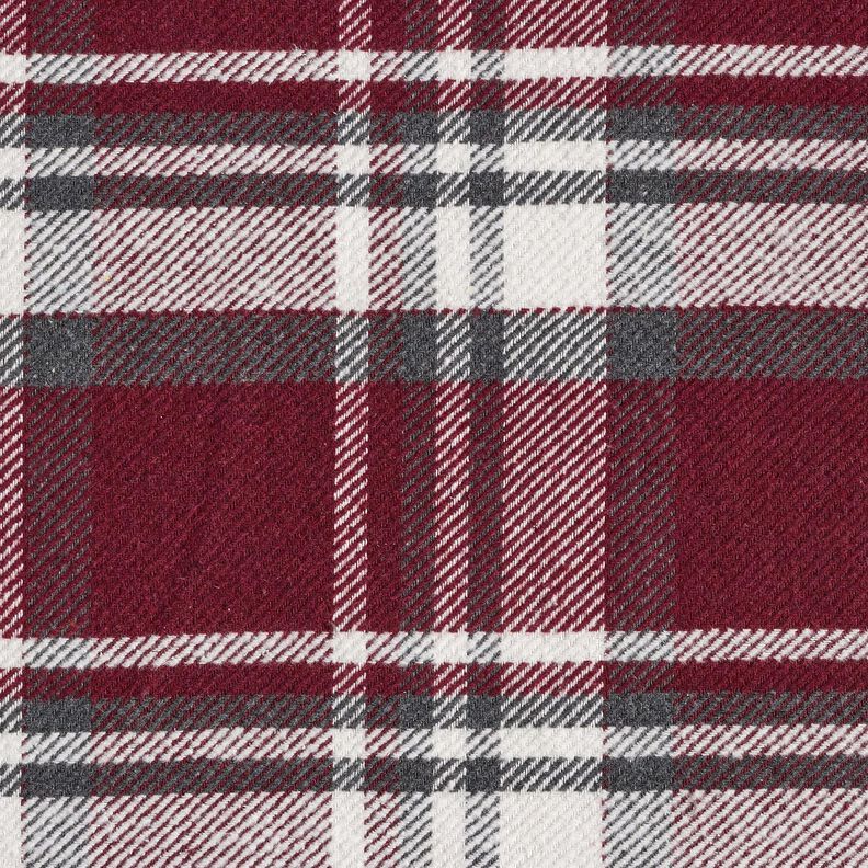 Kabátová látka s kožešinovým podkladem kostkovaná – bordó/břidlicově šedá, image number 1