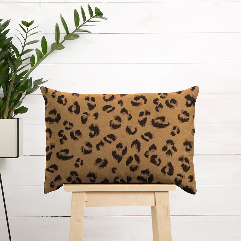 Dekorační látka Polopanama Leopardí vzor – mocca/černá,  image number 6