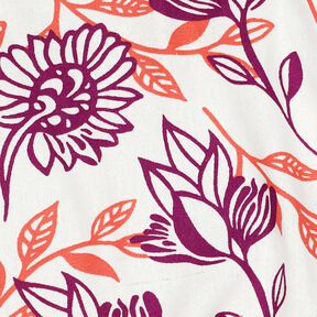 Směs vizkózy a lnu Květiny | Poppy Fabrics – slonová kost/hroznová, 