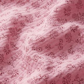 Mušelín / dvojitá mačkaná tkanina Malé úponky květů – růžová, 