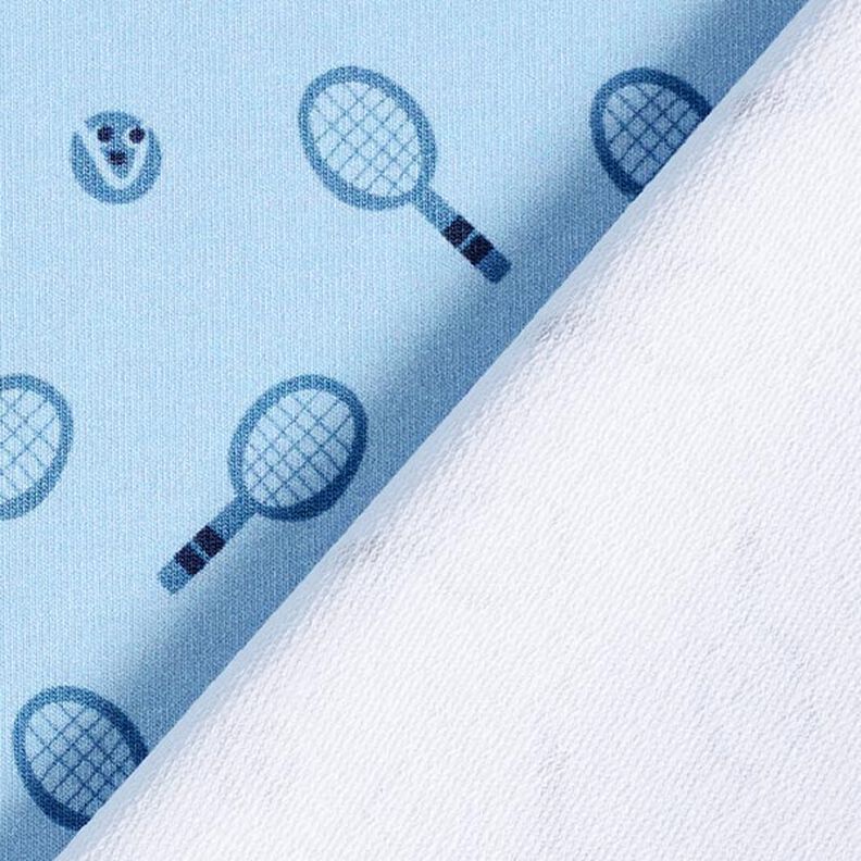 Francouzské froté letní teplákovina Retro tenis  | PETIT CITRON – světle modra,  image number 7