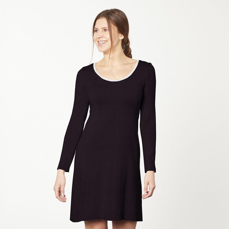 Žebrovaný žerzej Jemná žebra 2-1-1-1 – černá,  image number 7